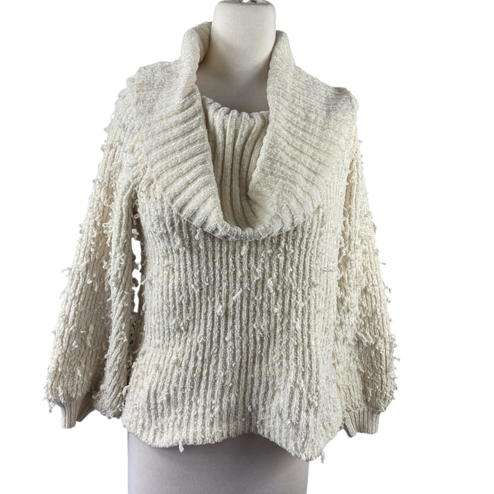 The‎ Impeccable Pig Elegant Crop Cream Cowl Neck Sweater, Small
